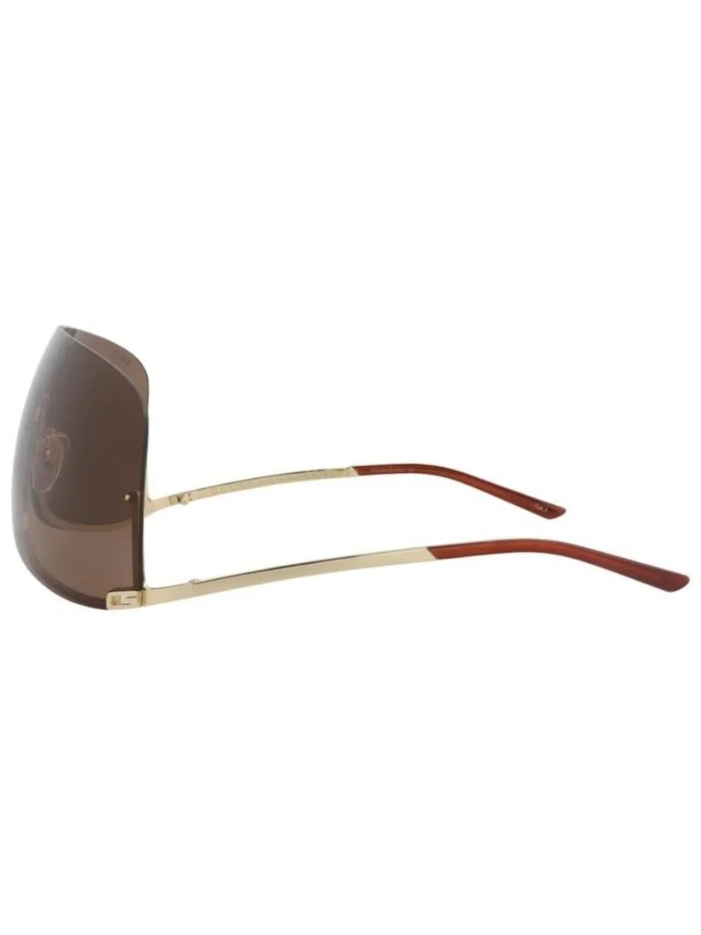 New Gucci Unisex Shield/Wrap Gold Gold Brown Fashion Designer Sunglasses
